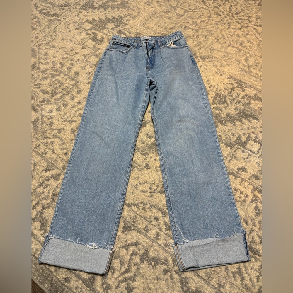 Abercrombie & Fitch Light Blue Straight Leg Jeans Curve Love